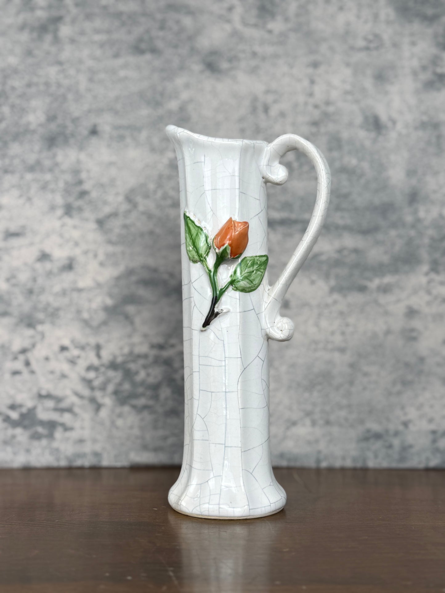 Polish Ceramic Vase with Rose Detail (1960's-1970's)