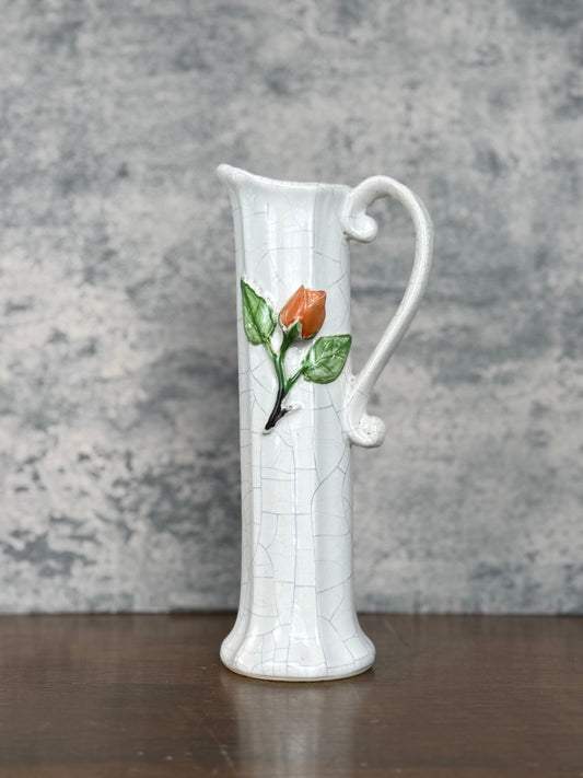 Polish Ceramic Vase with Rose Detail (1960's-1970's)