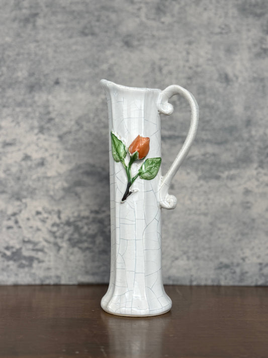 Polish Ceramic Vase with Rose Detail (1960's-1970's)