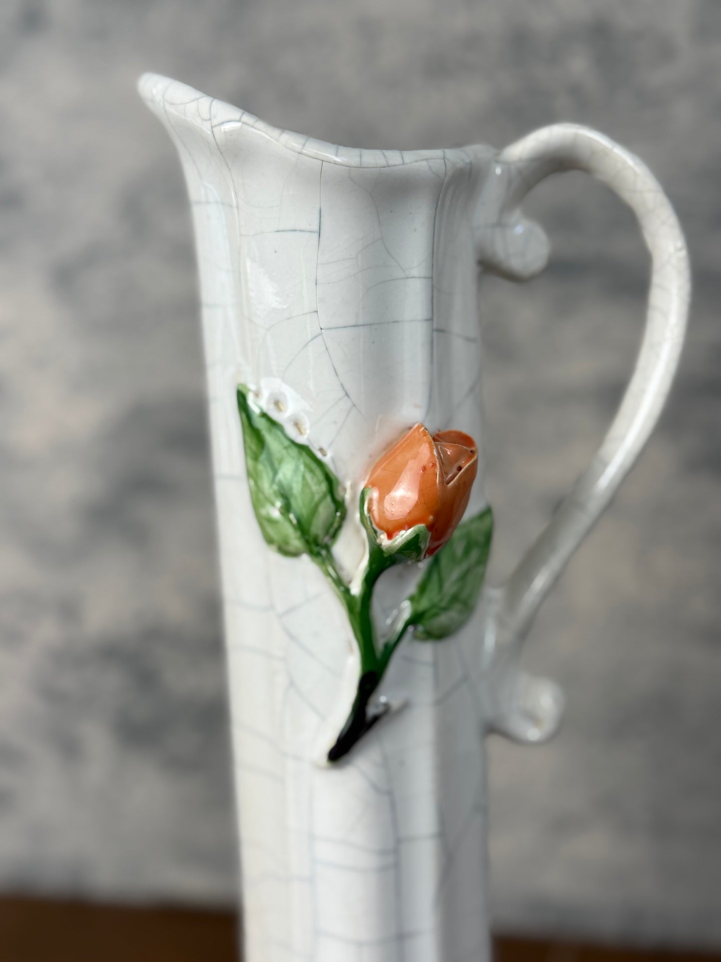 Polish Ceramic Vase with Rose Detail (1960's-1970's)