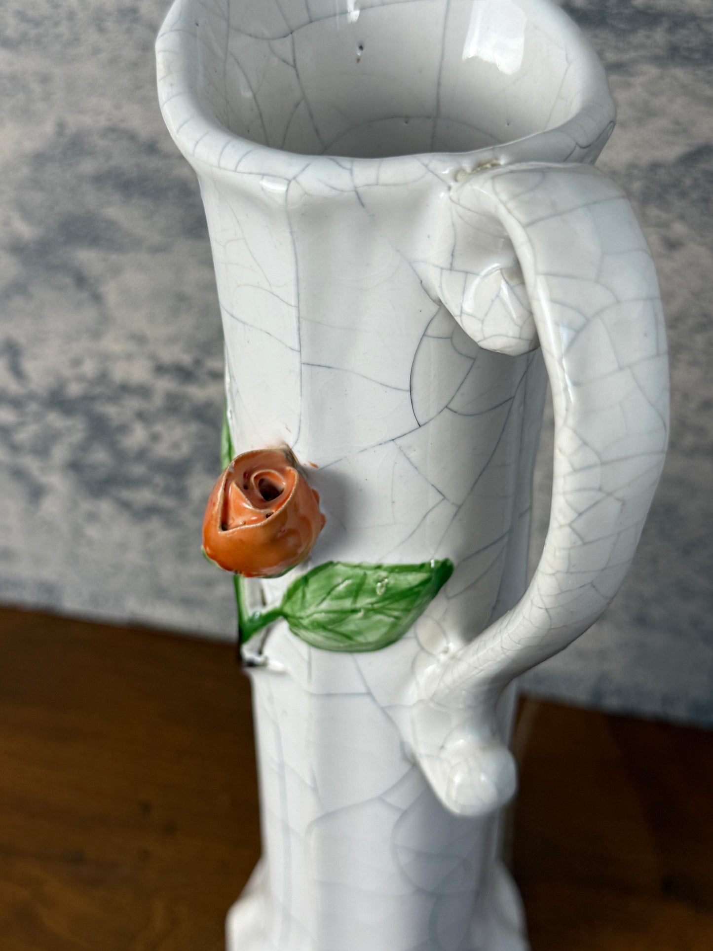 Polish Ceramic Vase with Rose Detail (1960's-1970's)