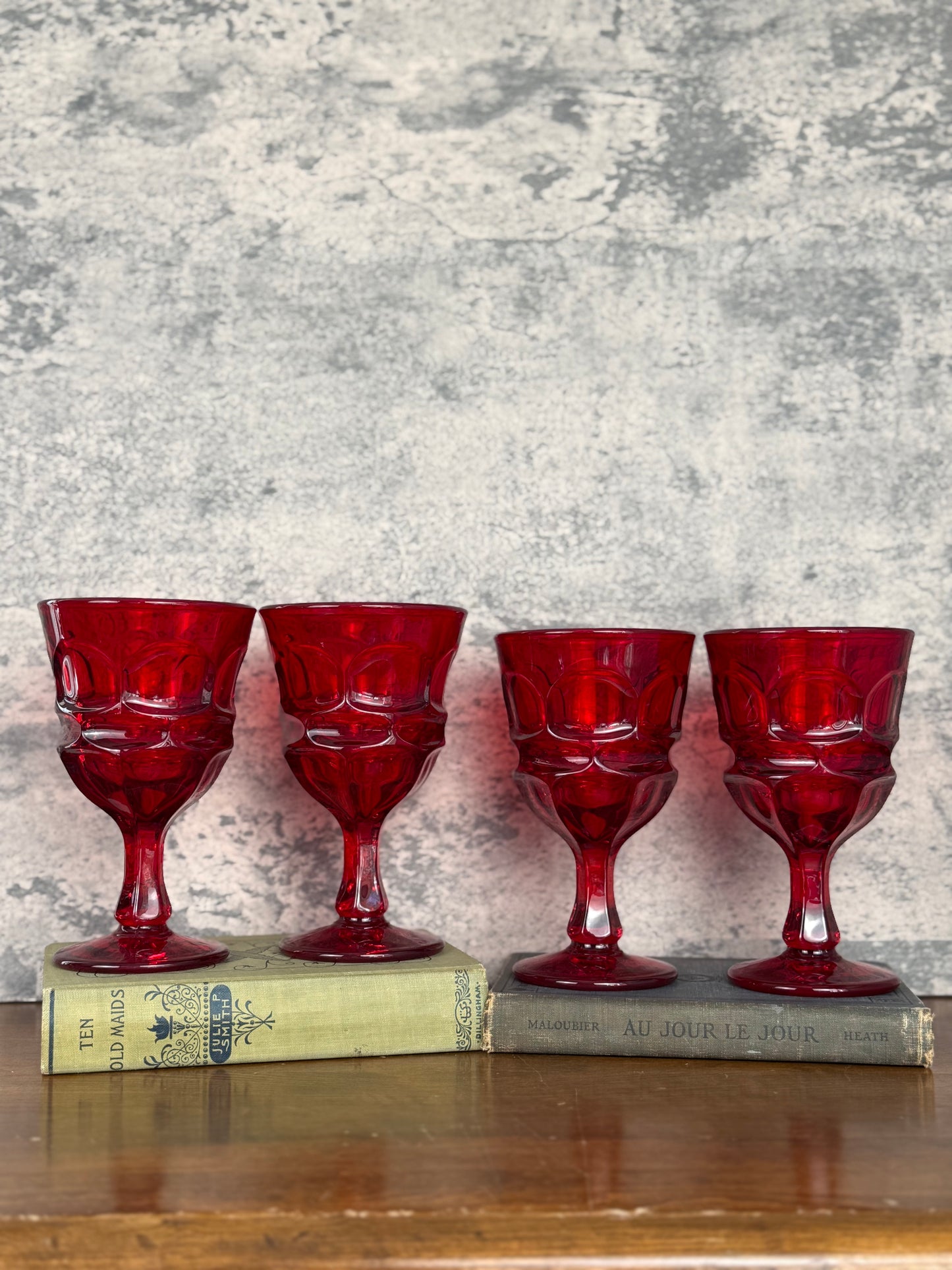 Fostoria Argus Ruby Red Wine Glasses, Set of 4 (1960's-1980's)
