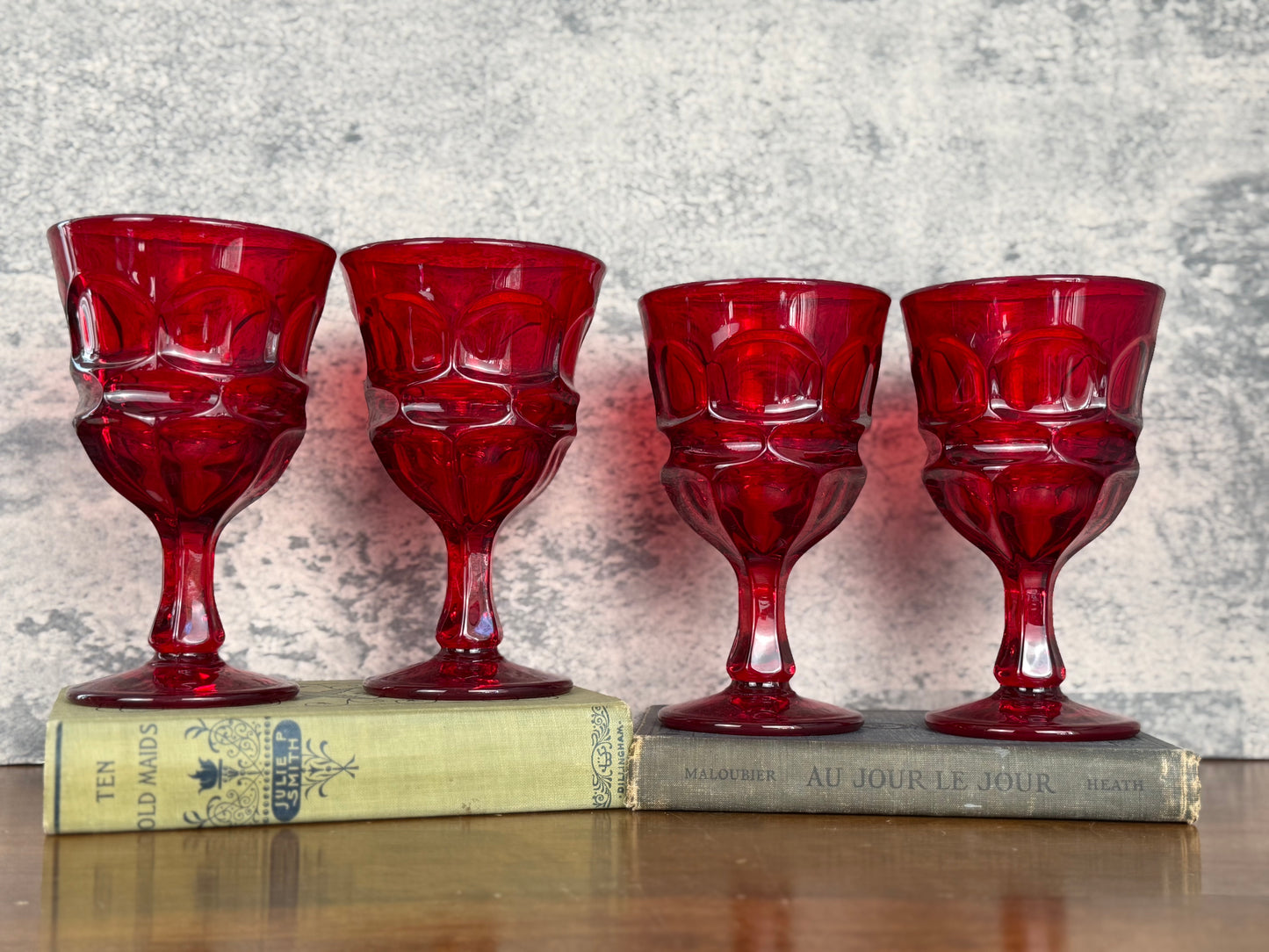 Fostoria Argus Ruby Red Wine Glasses, Set of 4 (1960's-1980's)