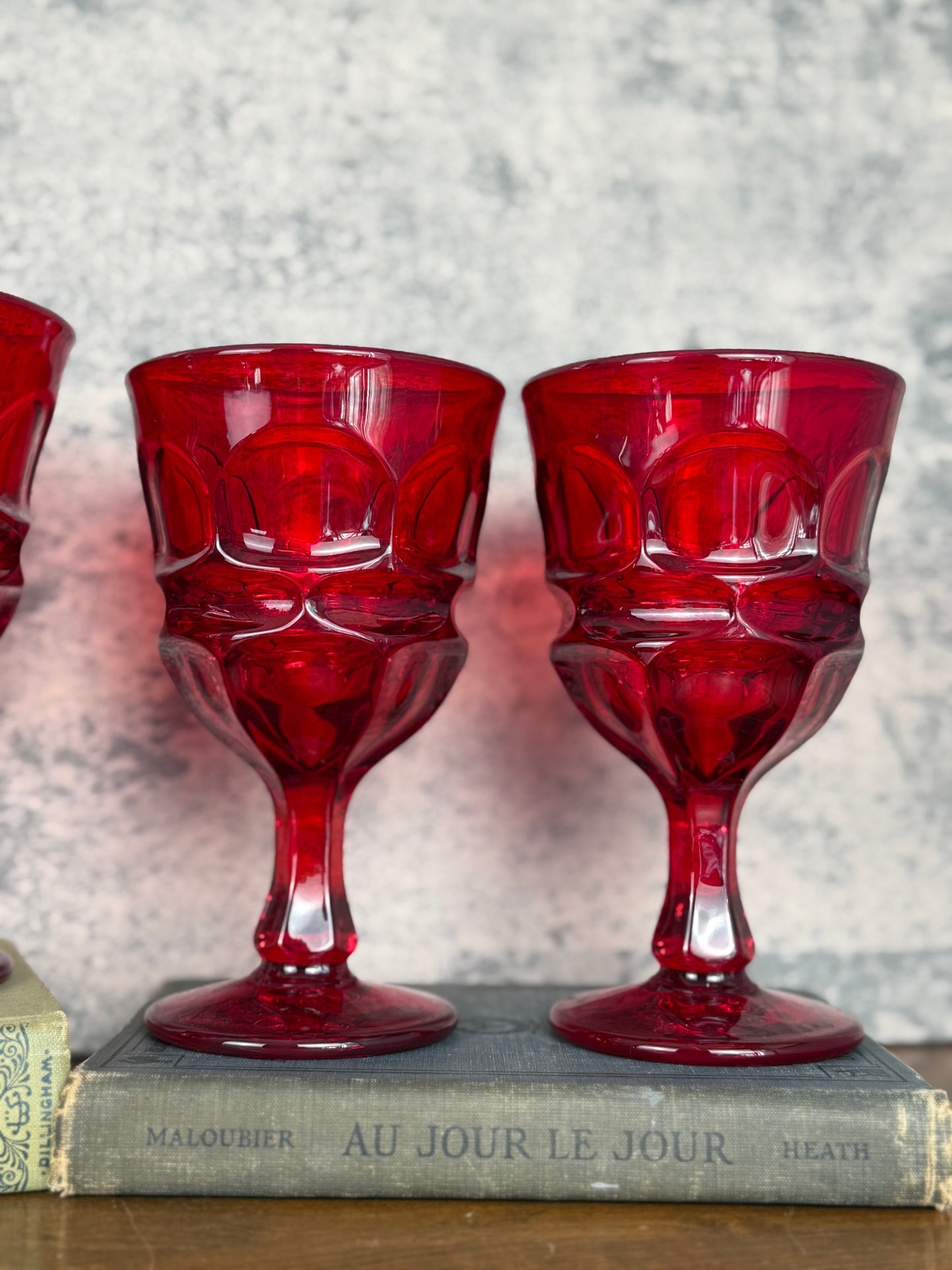 Fostoria Argus Ruby Red Wine Glasses, Set of 4 (1960's-1980's)