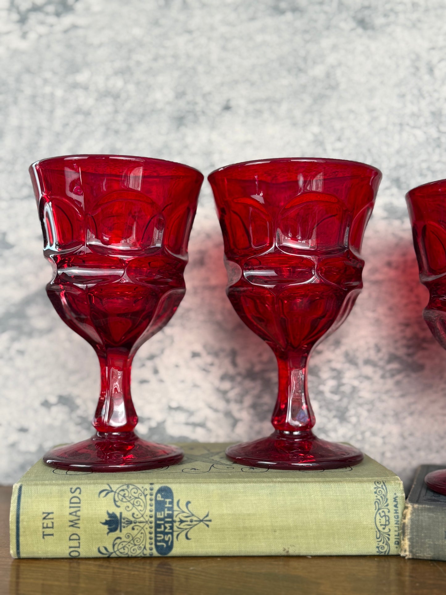 Fostoria Argus Ruby Red Wine Glasses, Set of 4 (1960's-1980's)