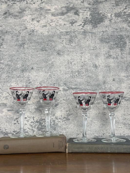 Libbey Pickwick Cordial Glasses, Set of 4 (1940's-1950's)