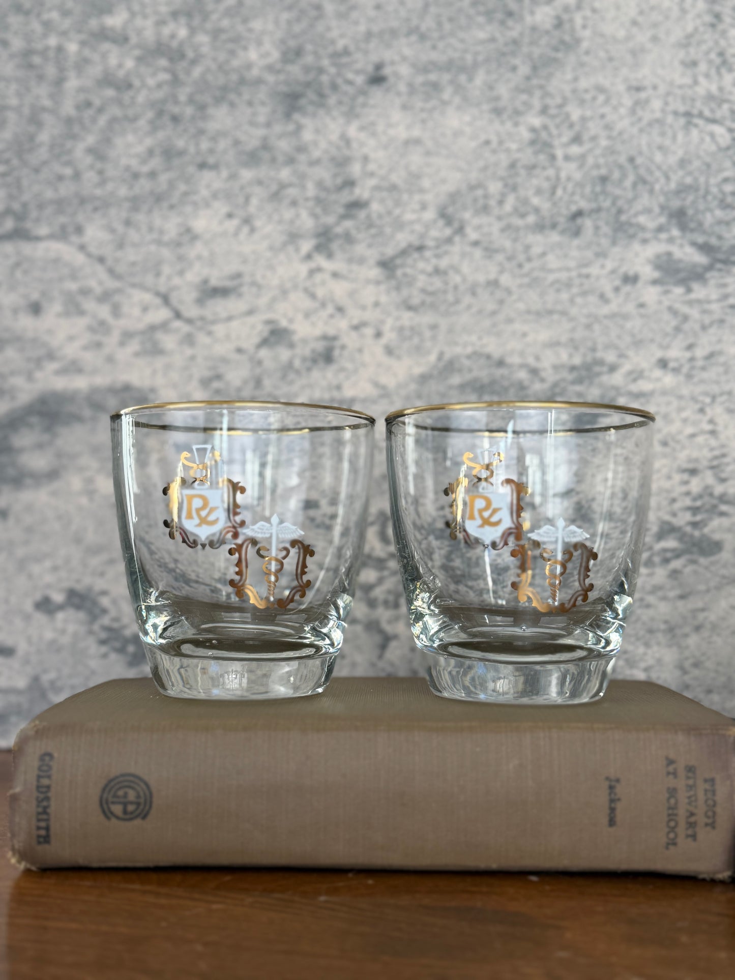 Libbey Rx Caduceus Pharmacy Rocks Glasses, Set of 4 (1950's-1960's)