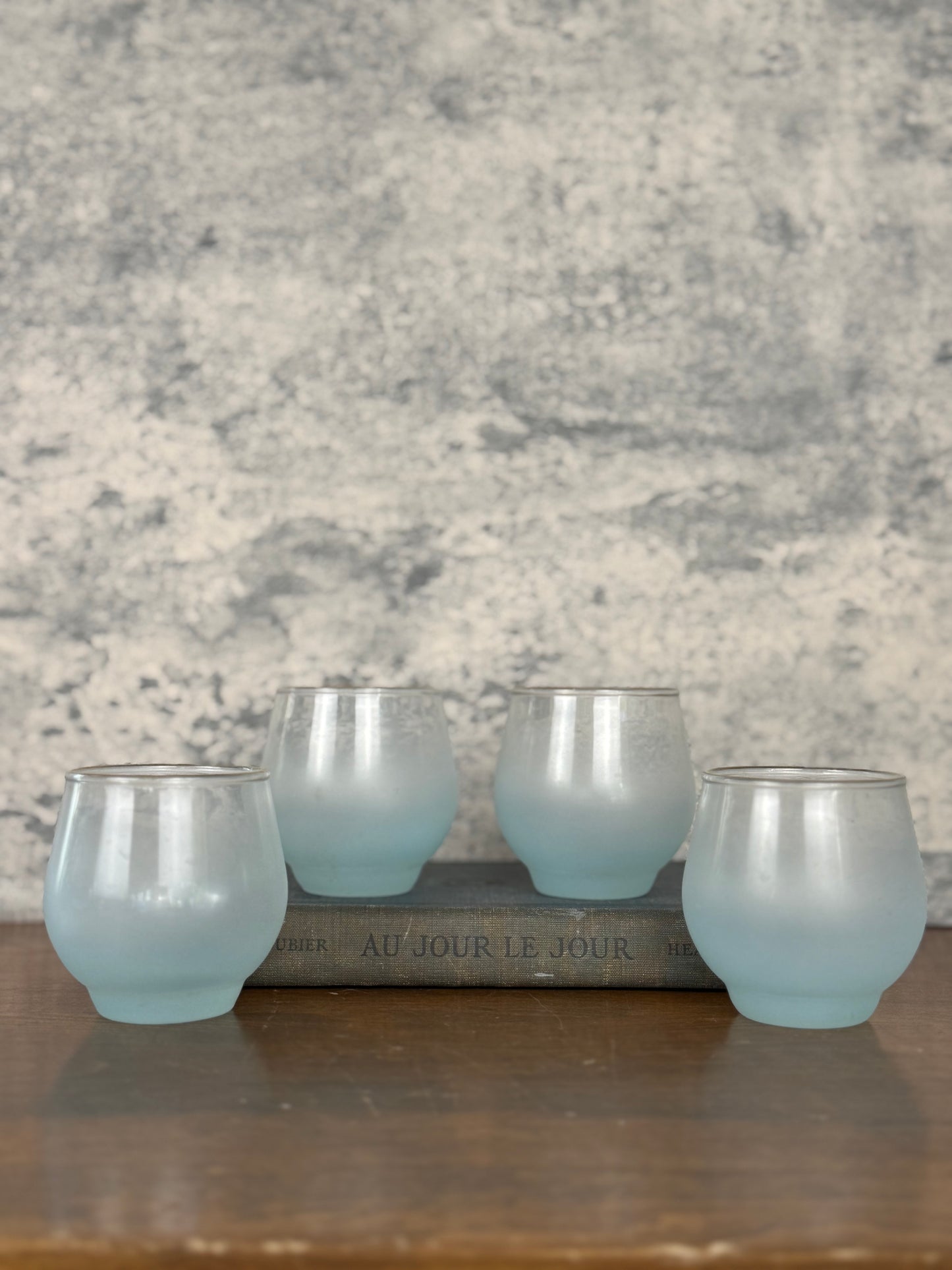 Blendo Light Blue Frosted Juice / Shot Glasses, Set of 4 (1950's-1960's)