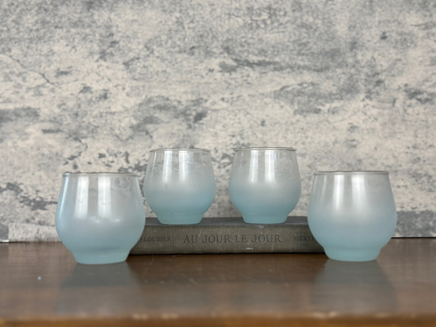 Blendo Light Blue Frosted Juice / Shot Glasses, Set of 4 (1950's-1960's)