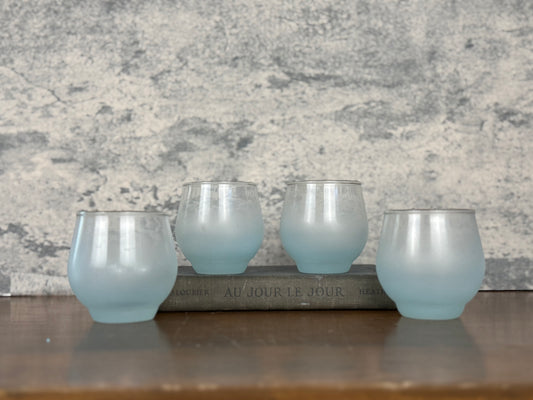 Blendo Light Blue Frosted Juice / Shot Glasses, Set of 4 (1950's-1960's)