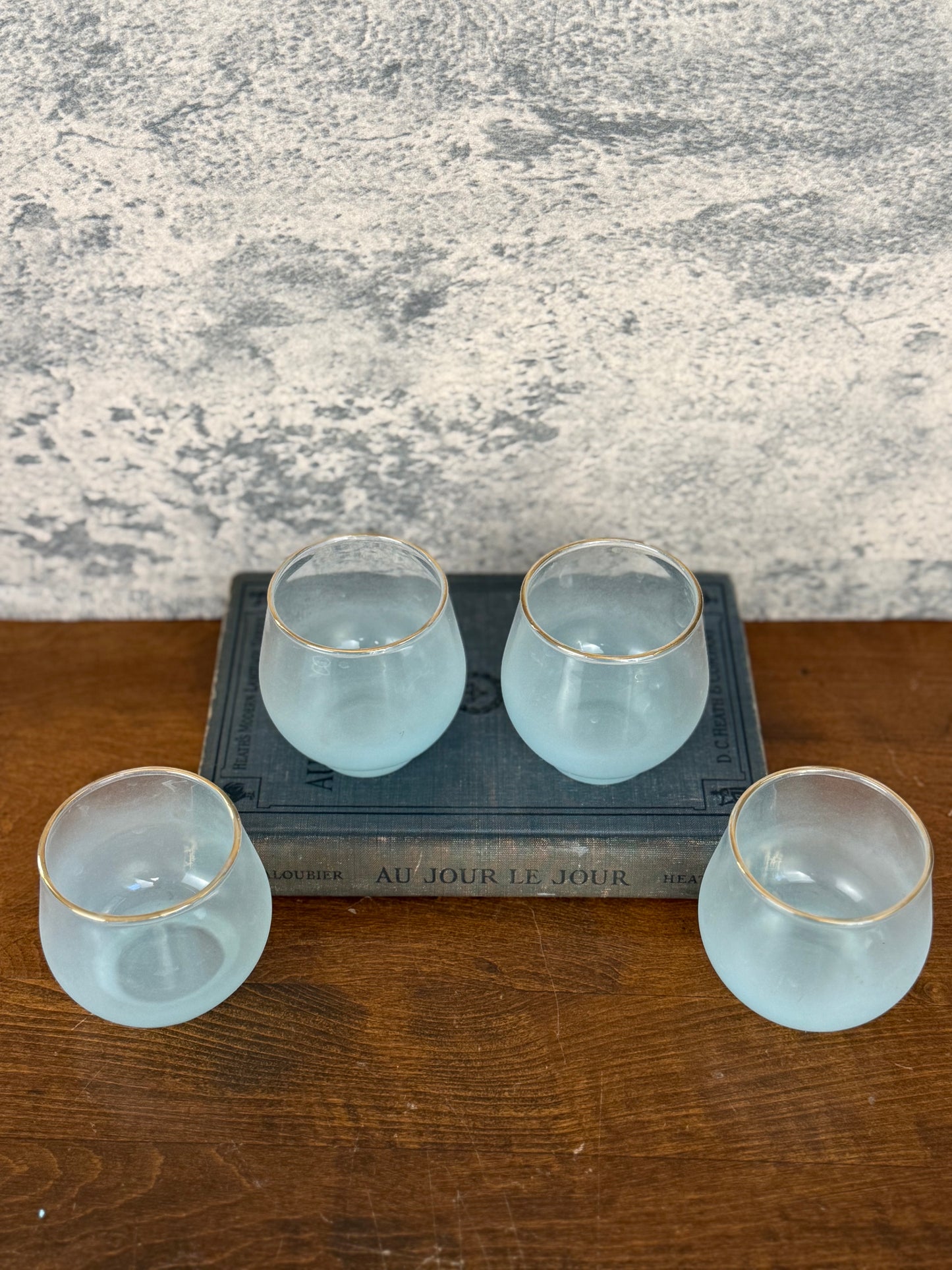 Blendo Light Blue Frosted Juice / Shot Glasses, Set of 4 (1950's-1960's)