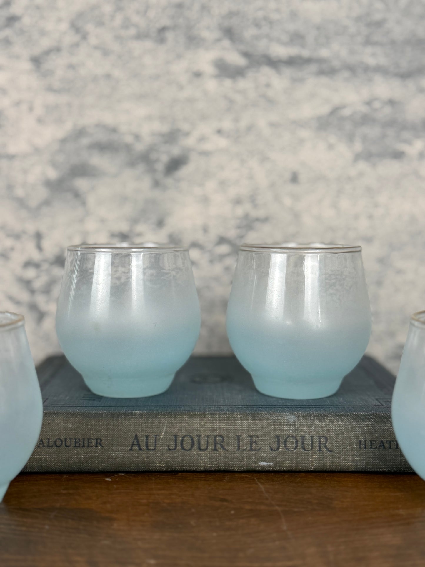 Blendo Light Blue Frosted Juice / Shot Glasses, Set of 4 (1950's-1960's)