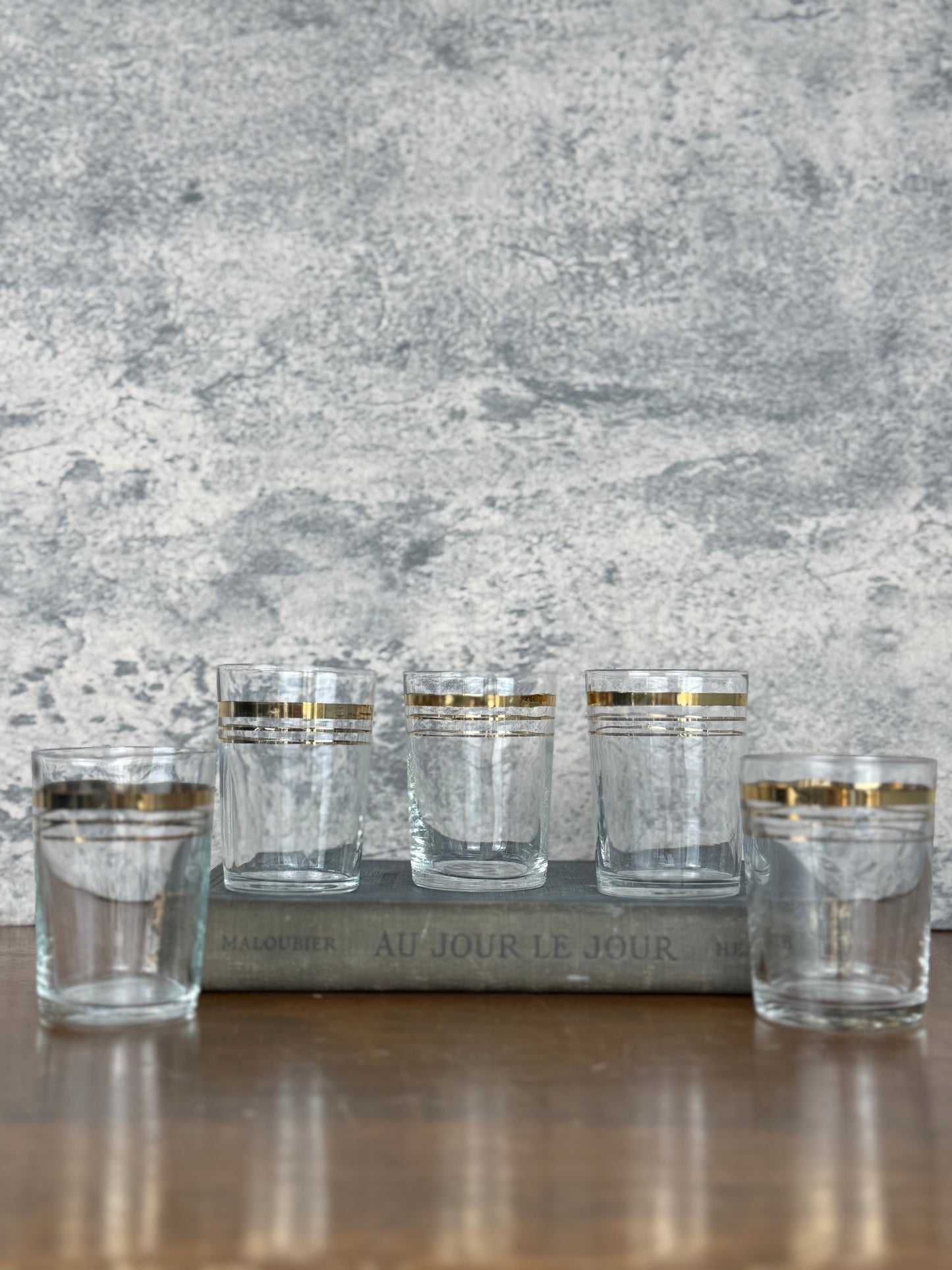 Gold Band Mid-Century Shot Glasses, Set of 5 (1960's-1970's)