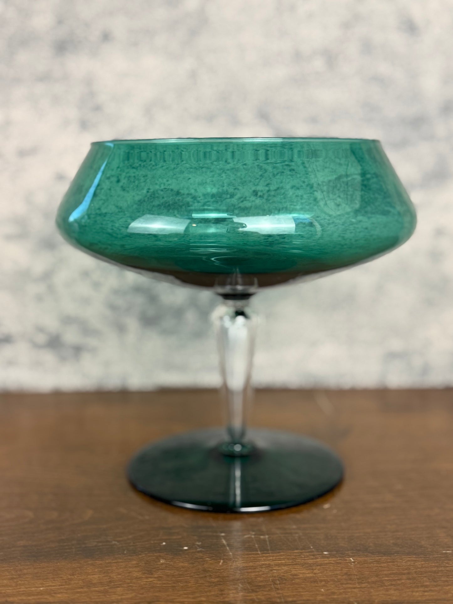 Italian Empoli Emerald Green Glass Candy Dish (1950's-1970's)