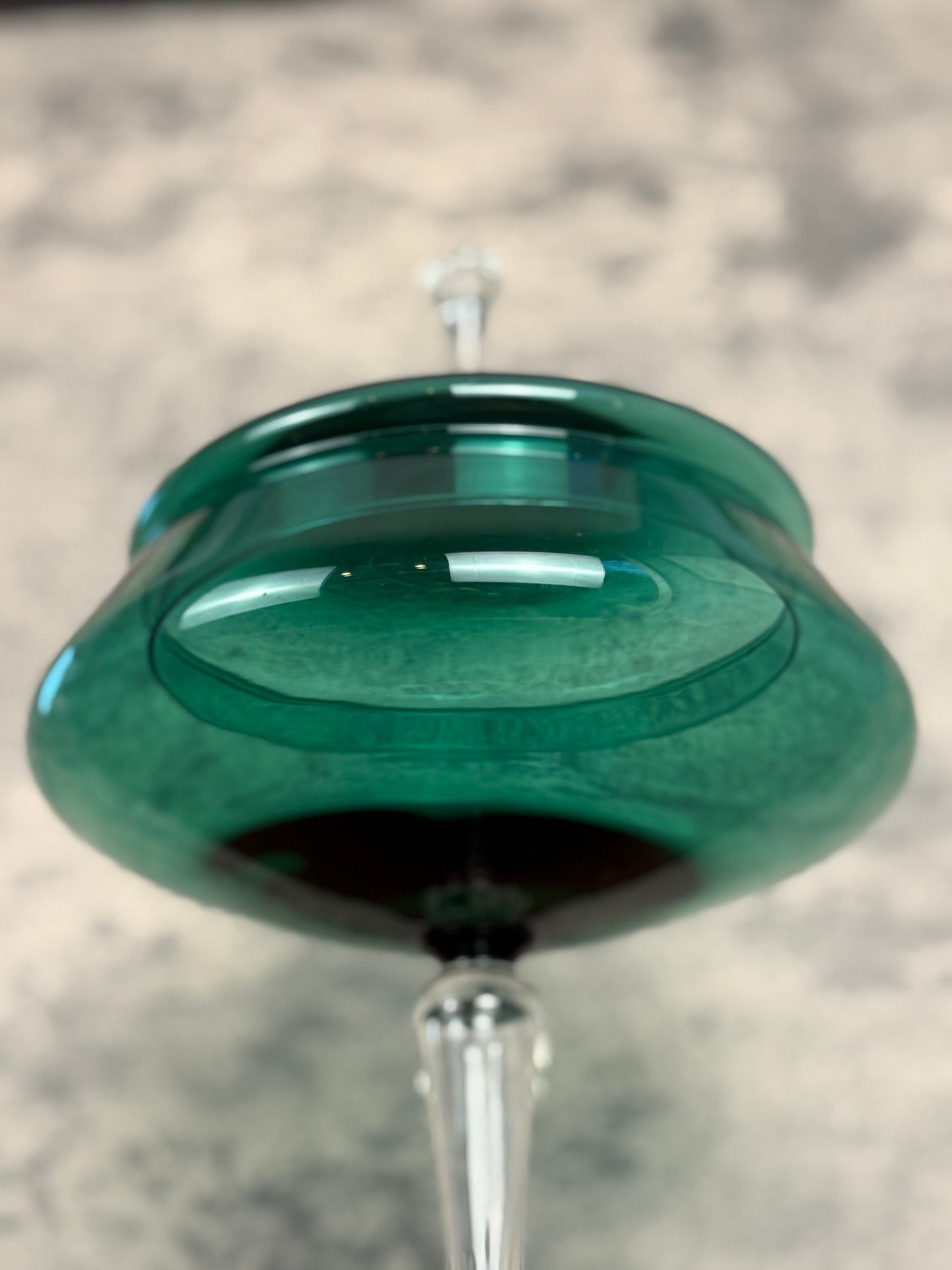Italian Empoli Emerald Green Glass Candy Dish (1950's-1970's)