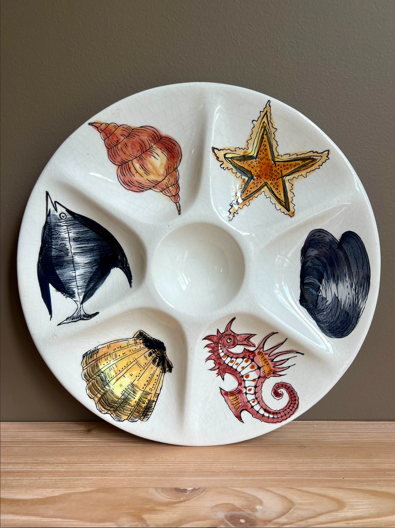 MCM Ceramic Sea Life Oyster Plate