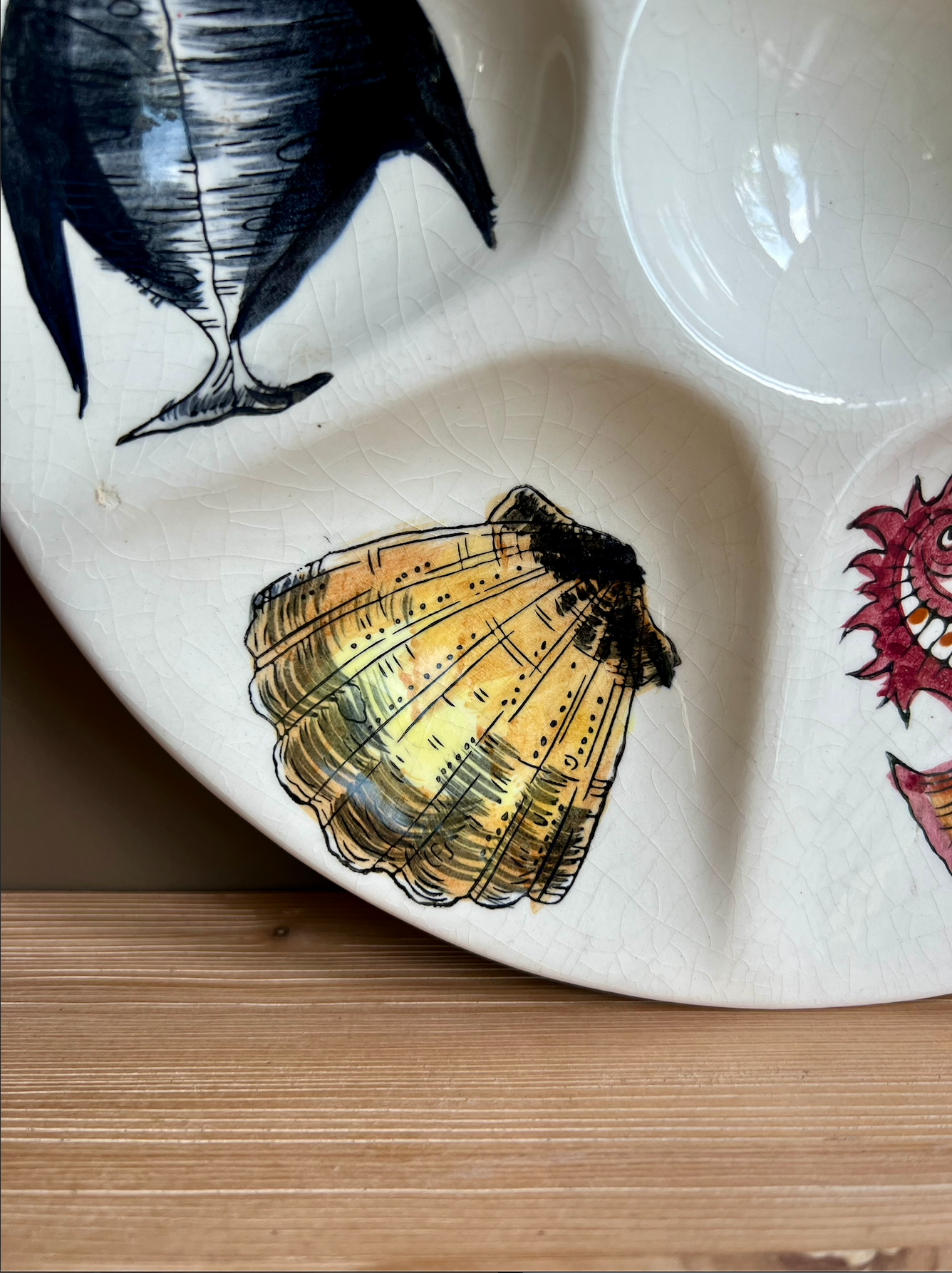 MCM Ceramic Sea Life Oyster Plate