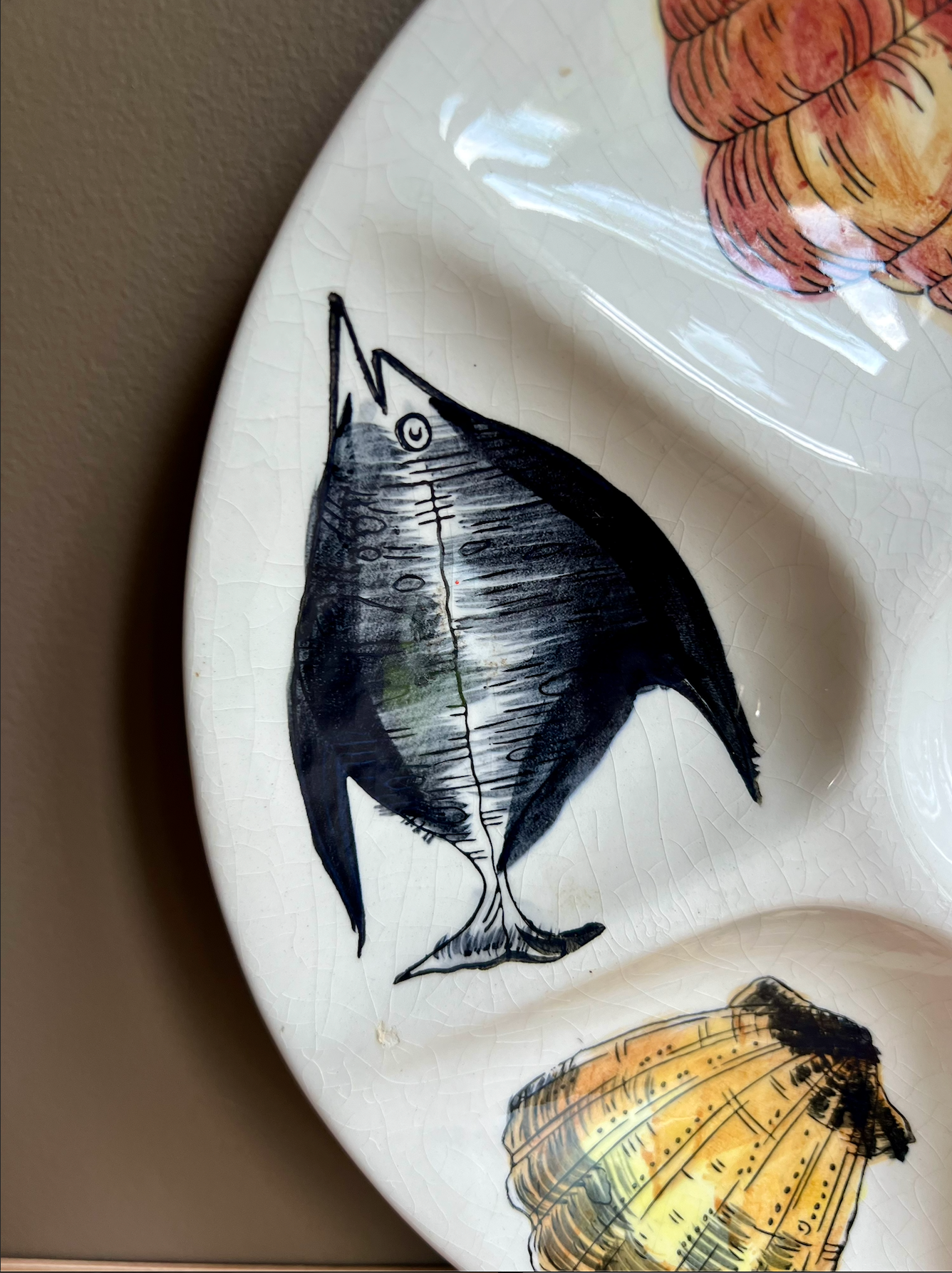 MCM Ceramic Sea Life Oyster Plate