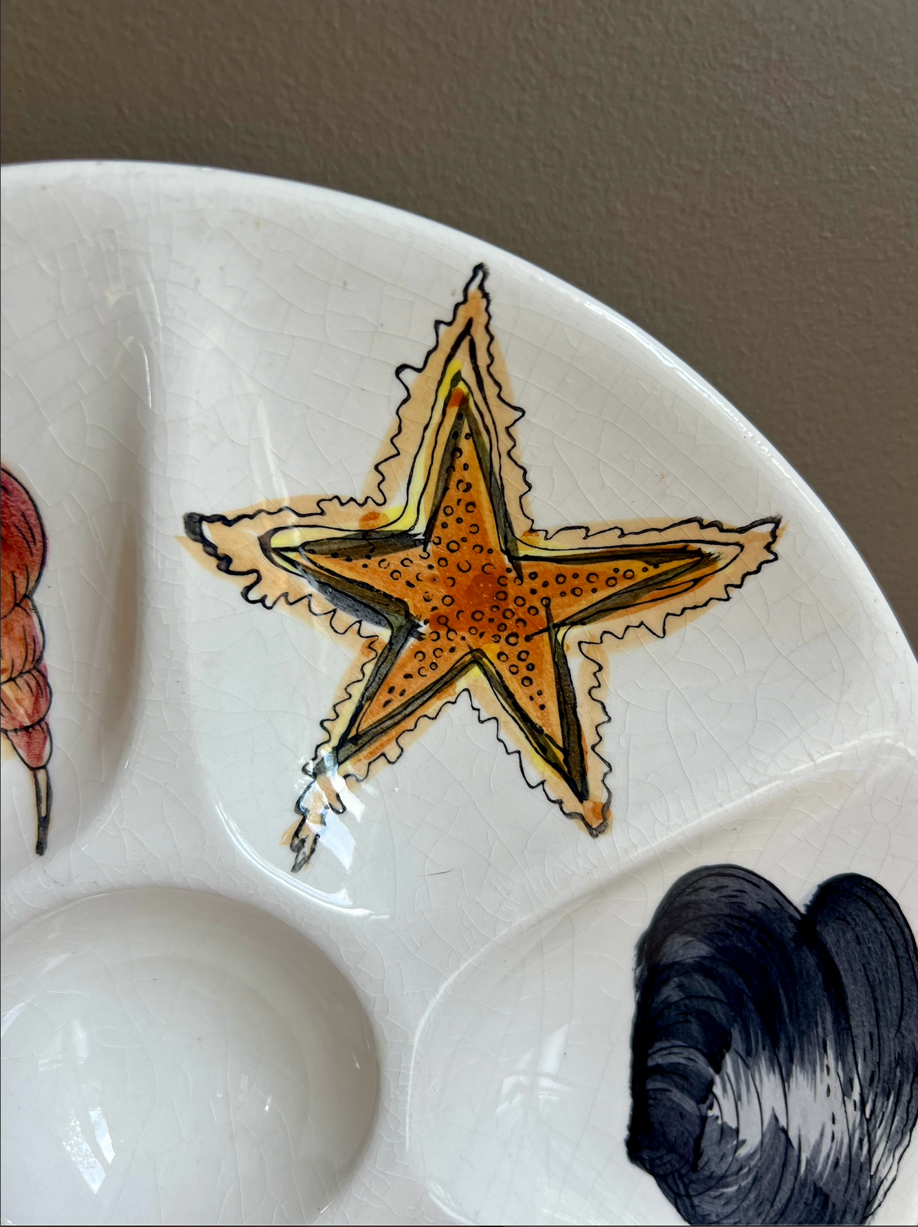MCM Ceramic Sea Life Oyster Plate