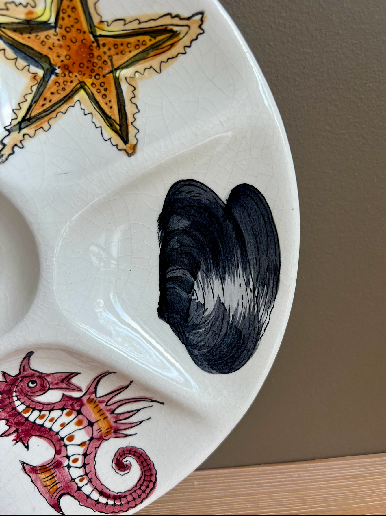 MCM Ceramic Sea Life Oyster Plate