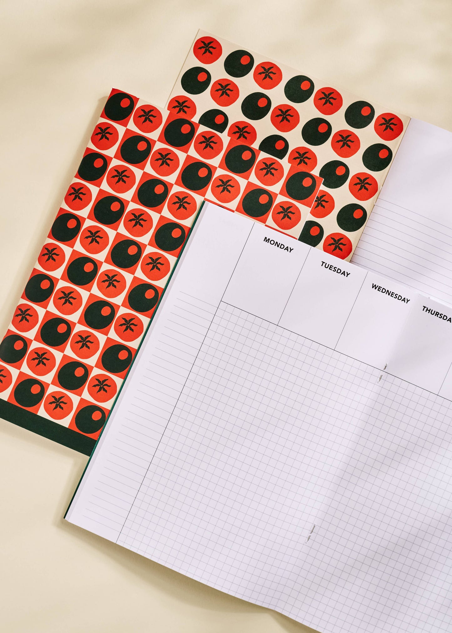 Pomodoro Tomato & Olive Checkered Weekly Planner